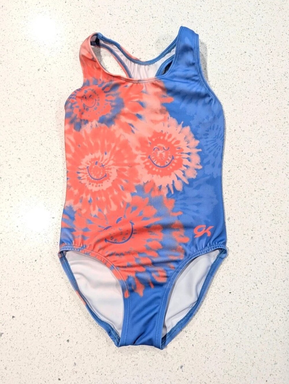 SMILEYWORLD x GK Elite Gymnastics Dance Leotard Small Tie Dye TieDye HAPPY SUN